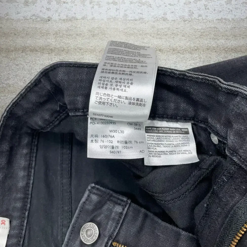Vintage Y2K Levis Jeans 711 30x26 Skinny Fit Jet Black Wash Denim Black Tab - Picture 6 of 6